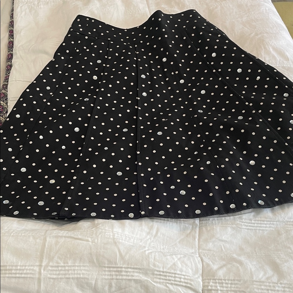Elegant Black and White Polka Dot Midi Skirt